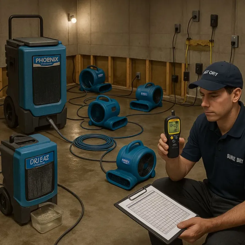 Structural Drying and Dehumidification process in Wood-Lynne, NJ